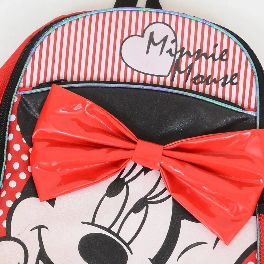 Disney Minnie Mouse Red Bow White Dots Backpack School Girls Daypack Purse Bag